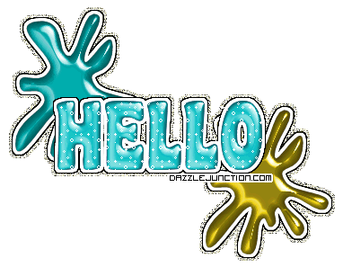 Turquoise splash greeting image that says Hello