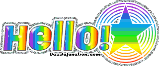 Colorful rainbow greeting image that says Hello