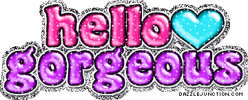 Pink and purple greeting image that says Hello Gorgeous