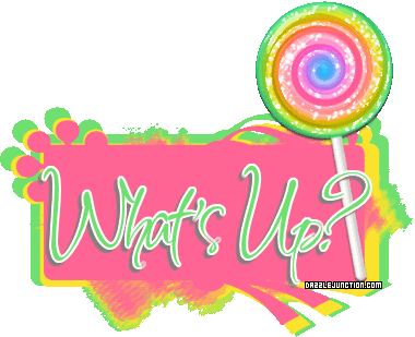 Bright lollipop greeting image that says What's Up